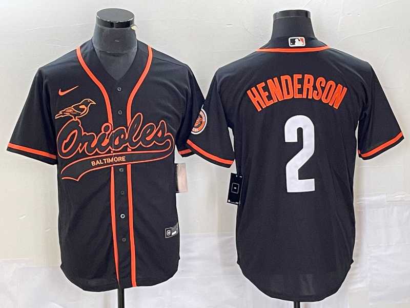 Mens Baltimore Orioles #2 Gunnar Henderson Black Cool Base Stitched Baseball Jersey->baltimore orioles->MLB Jersey